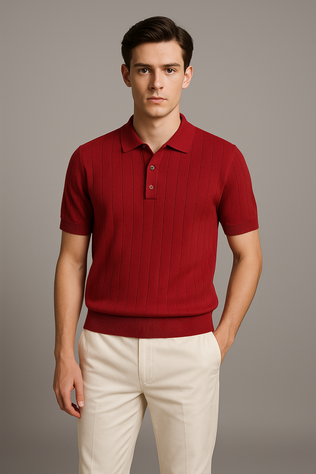 WINE CABLE KNIT POLO