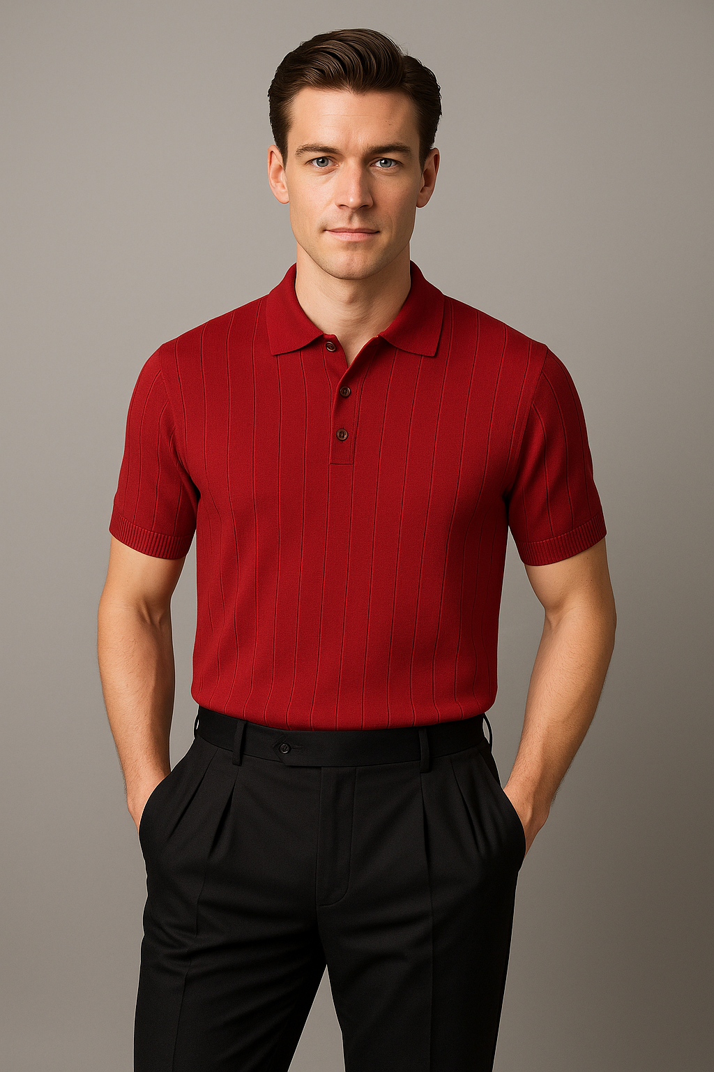 WINE CABLE KNIT POLO